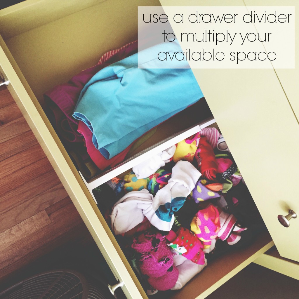 use a drawer divider to multiply your available space